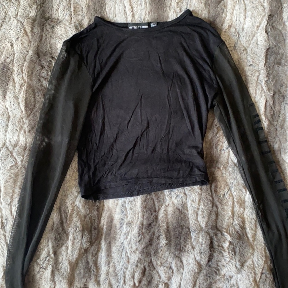 pretty little thing long sleeve sheer top